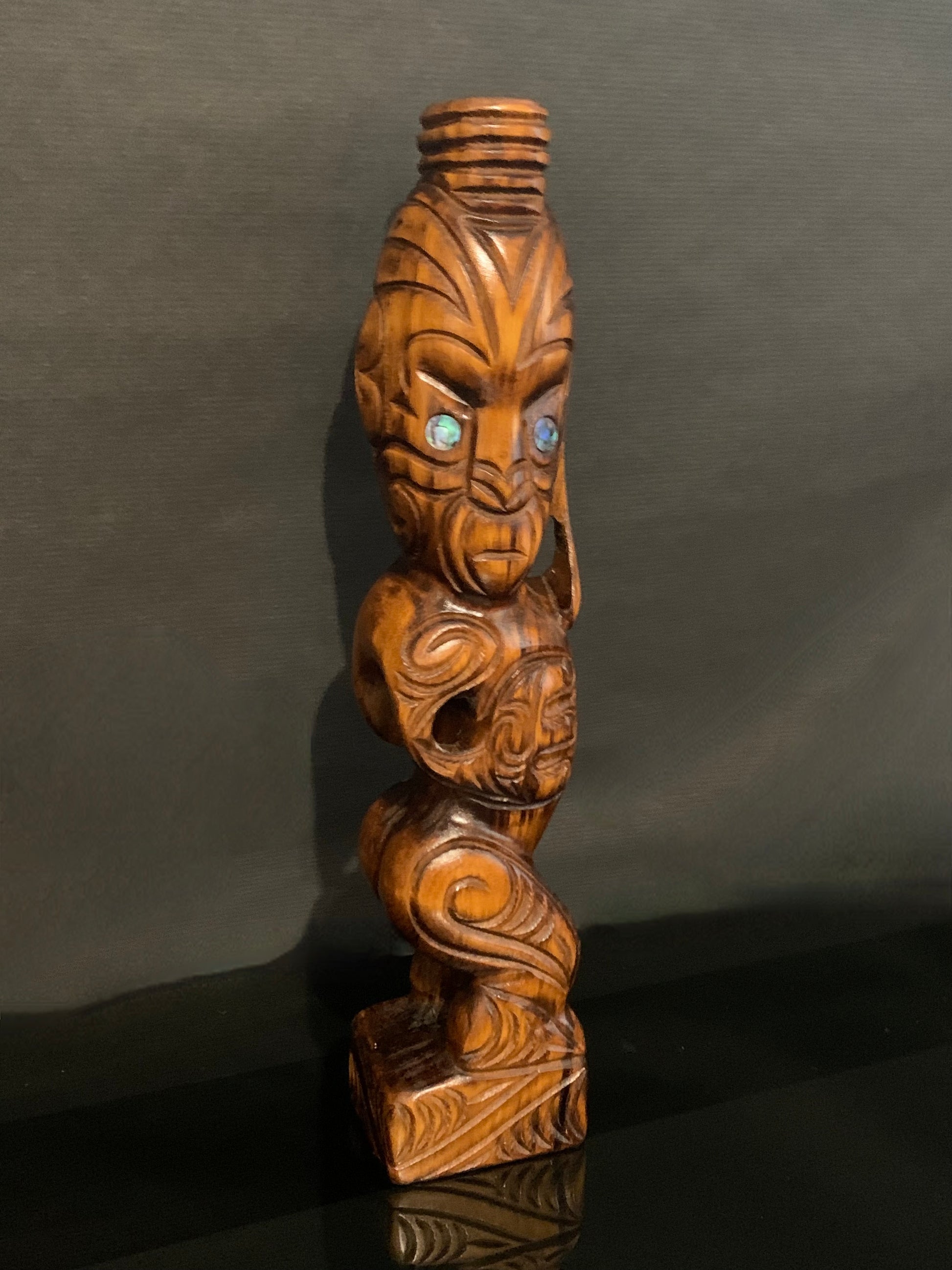 New Zealand Maori teko teko carved by Wood Masters Silver Fern Gallery