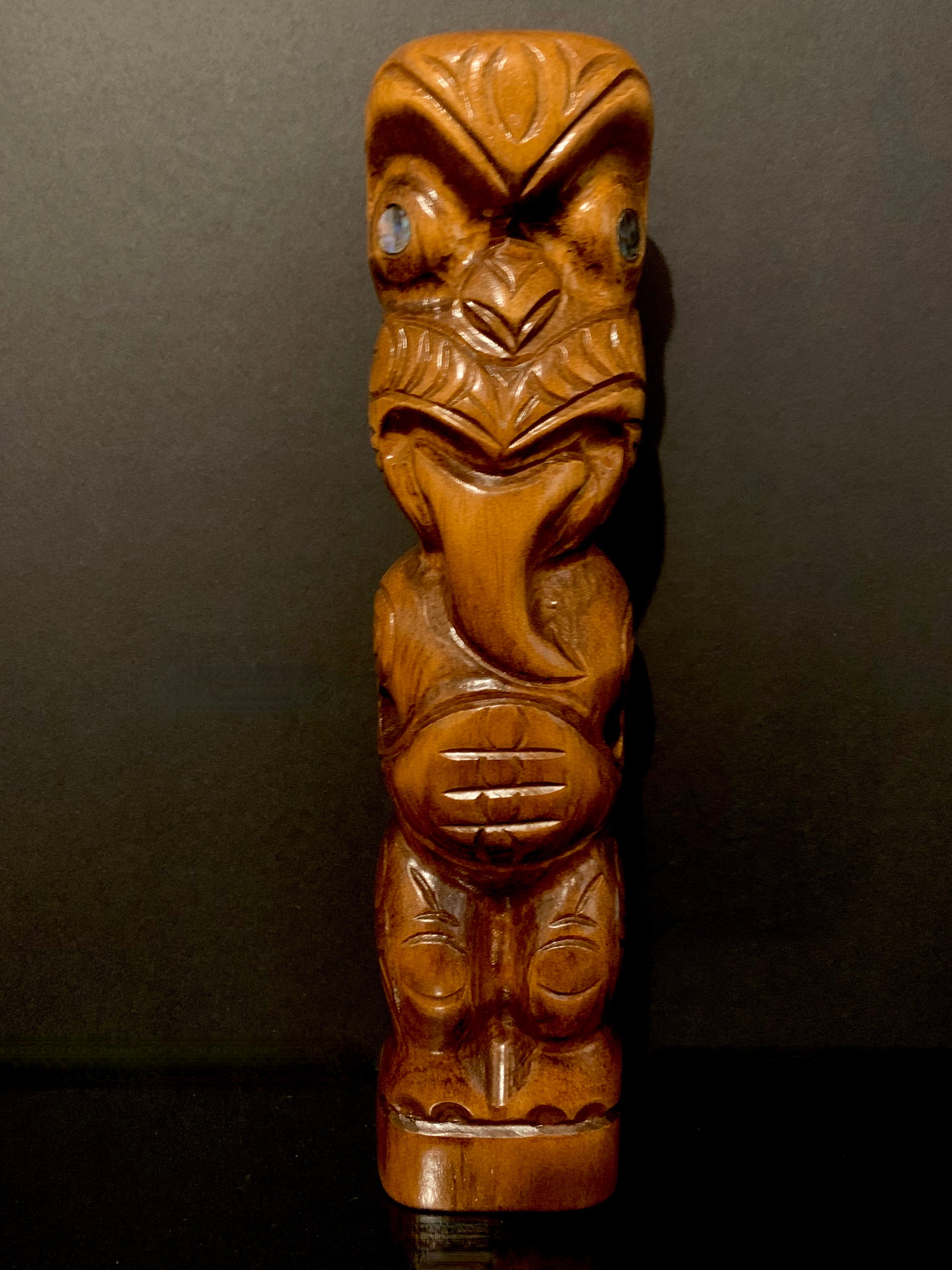 small Maori teko teko carved in New Zealand by Wood Masters available from Silver Fern Gallery