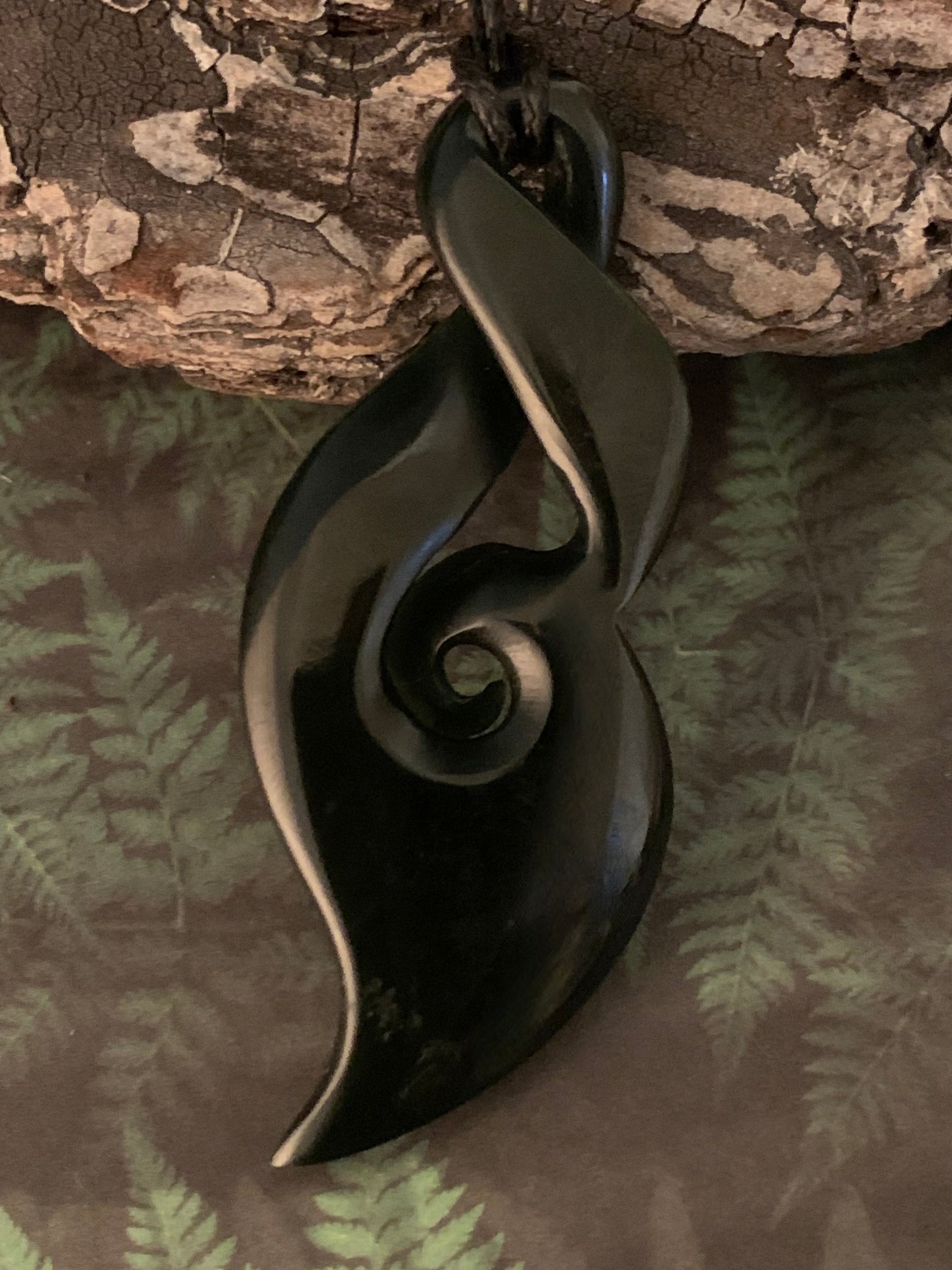 reverse side of New Zealand Maori greenstone adornment available from Silver Fern gallery