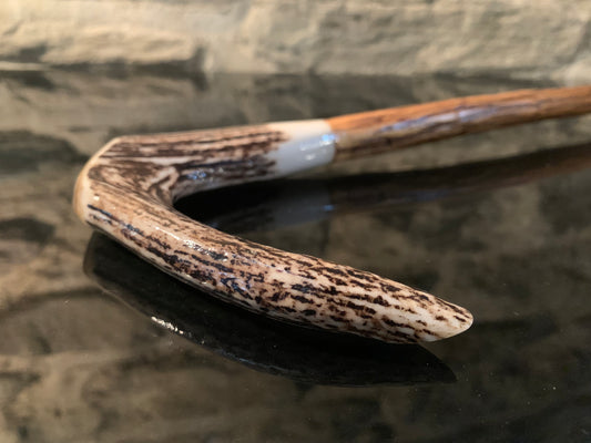 Hand Made Lancewood Walking Stick - Deer Antler and Paua - by John Guise