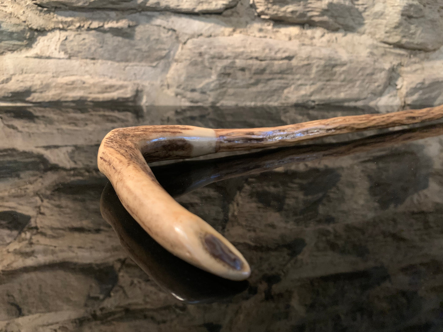 Hand Made Lancewood Walking Stick - Deer Antler and Paua Fern - by John Guise