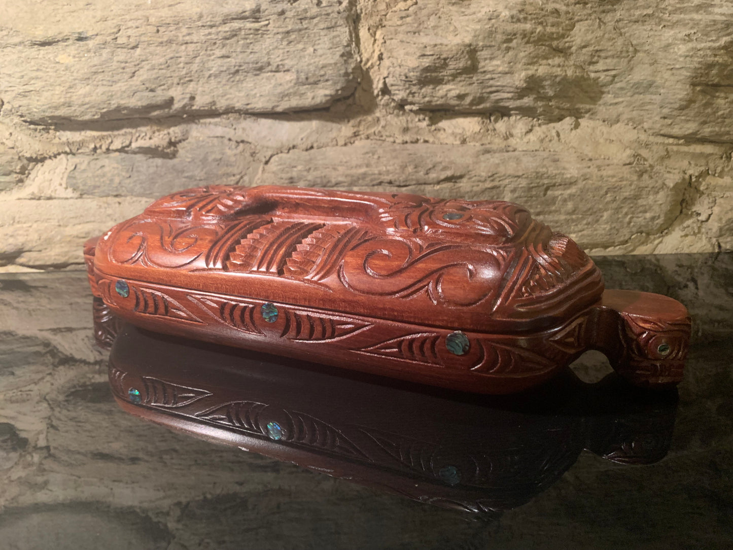 Maori wakahuia jewellery treasure box carved in New Zealand and available from Silver Fern Gallery
