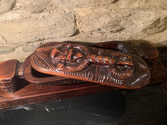 top view of Maori large papa hou carved in New Zealand and available from Silver Fern Gallery