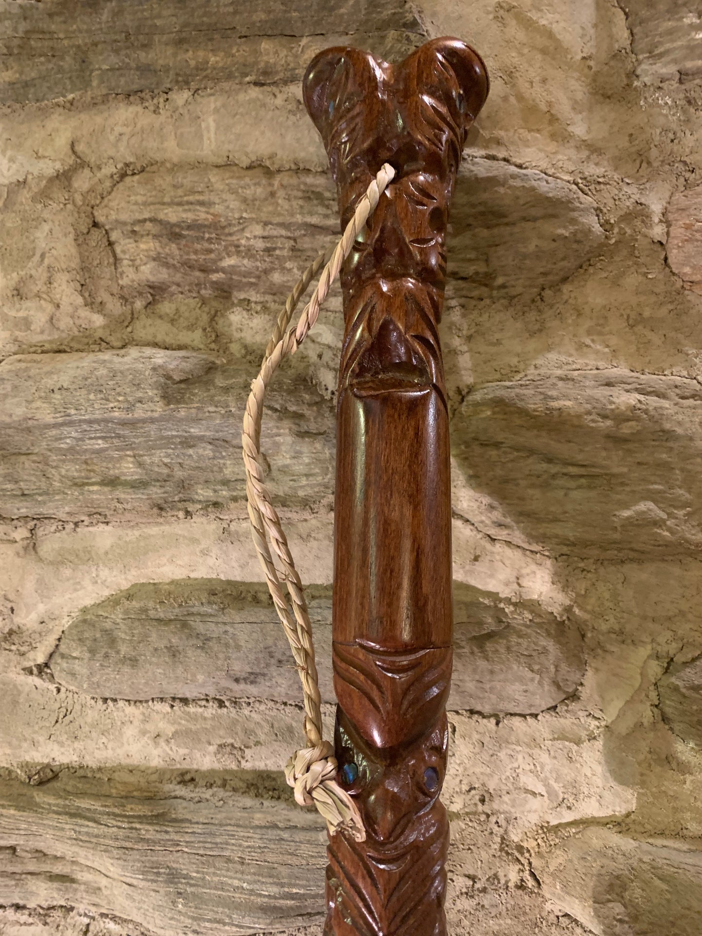 New Zealand Maori  Walking Stick carved by Wood Masters Silver Fern Gallery