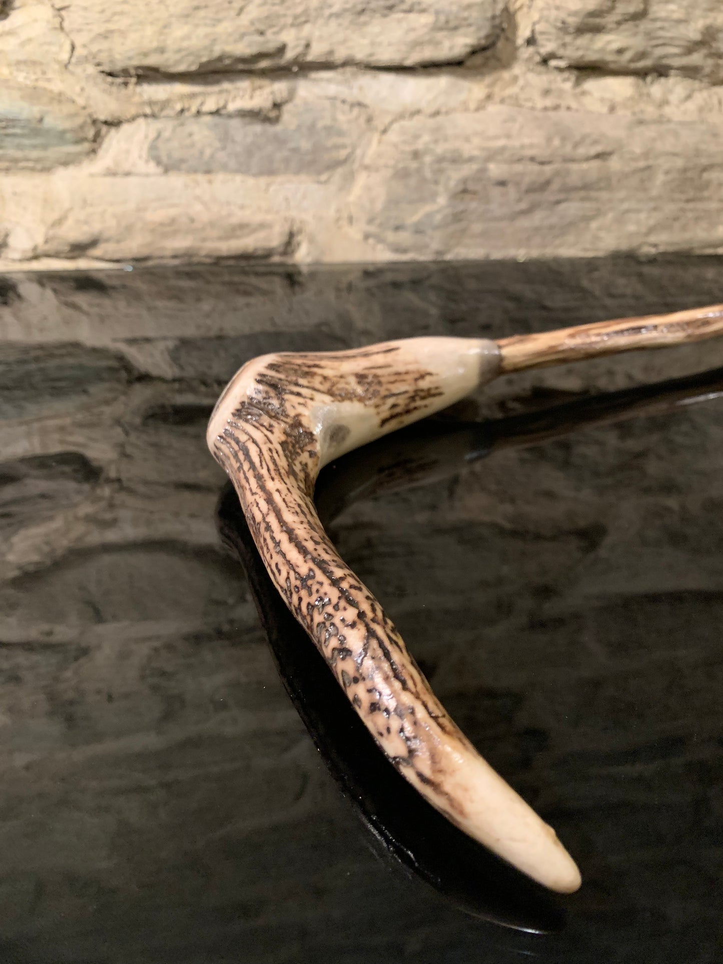 Hand Made Walking Stick - Deer Antler with Paua - by John Guise