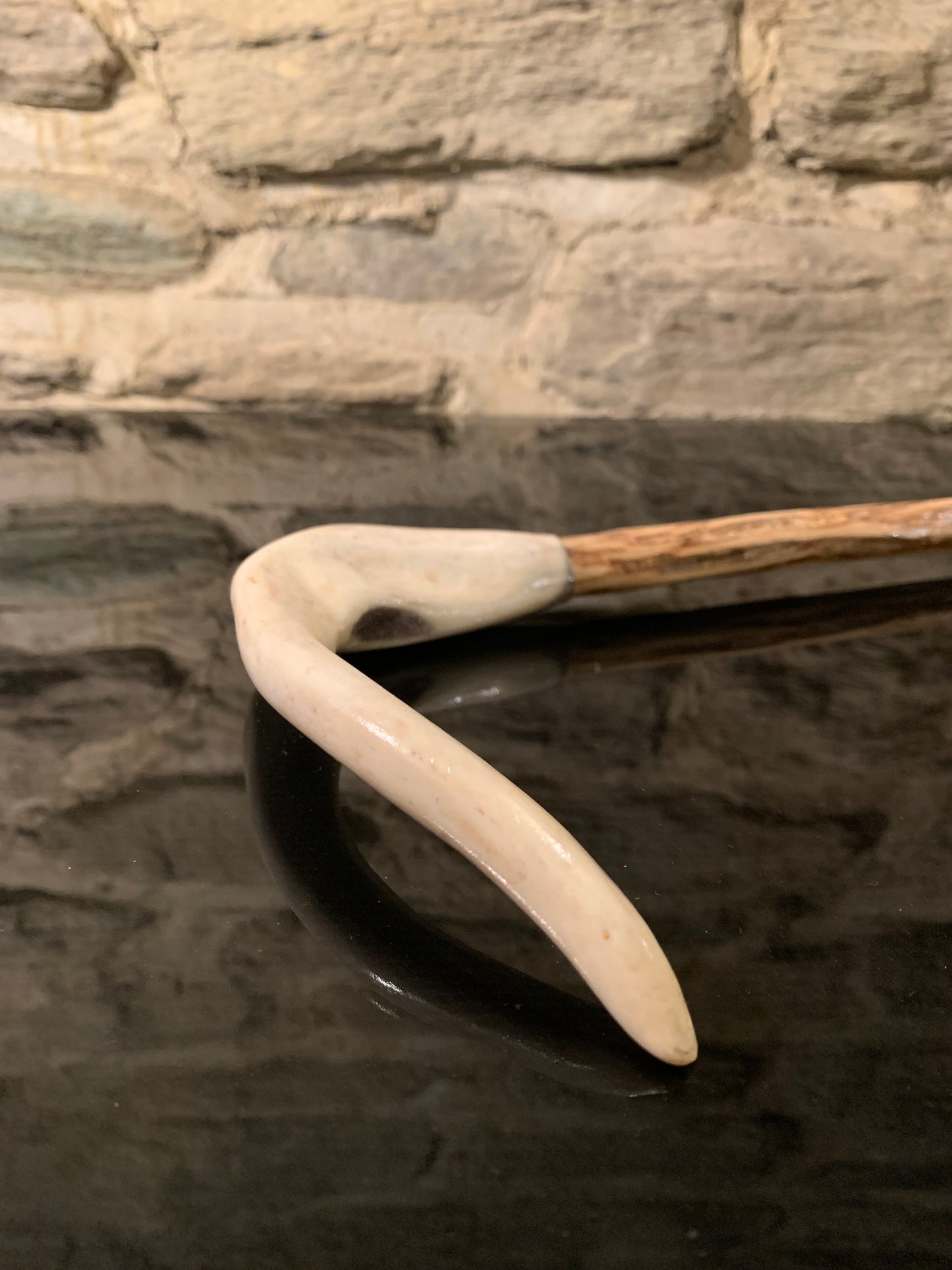 Hand Crafted Walking Stick - Deer Antler and Lancewood with Paua - by John Guise