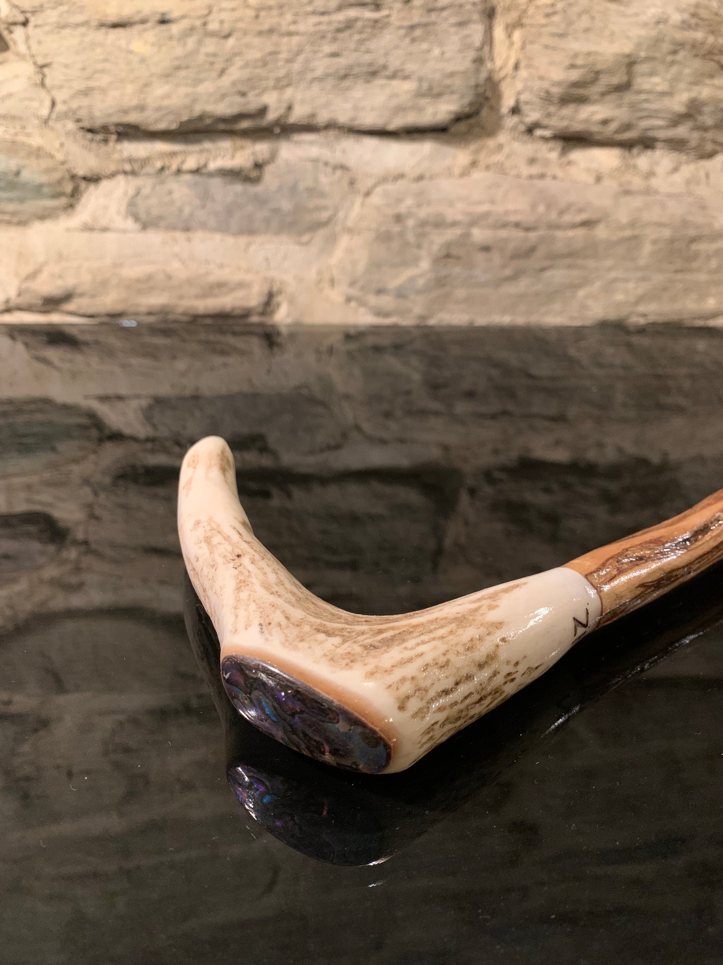 Hand Crafted Walking Stick - Deer Antler and Lancewood - by John Guise