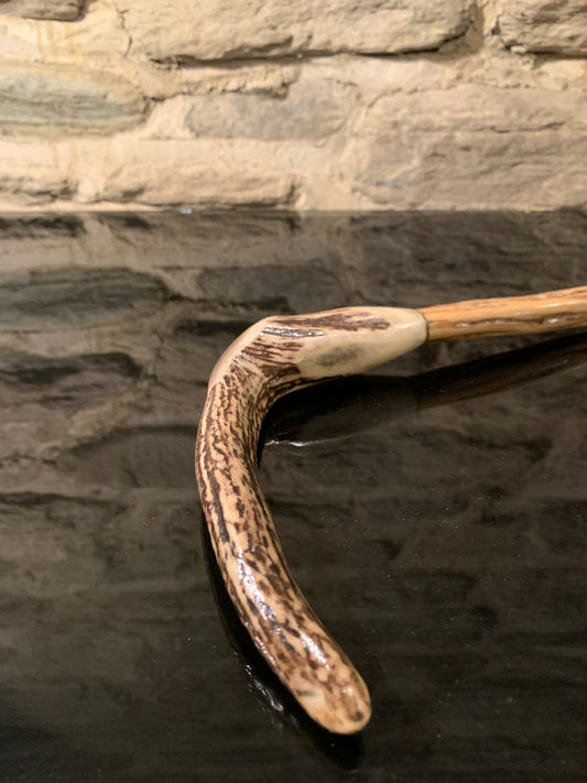 Hand Made Walking Stick - Deer Antler and Paua - by John Guise