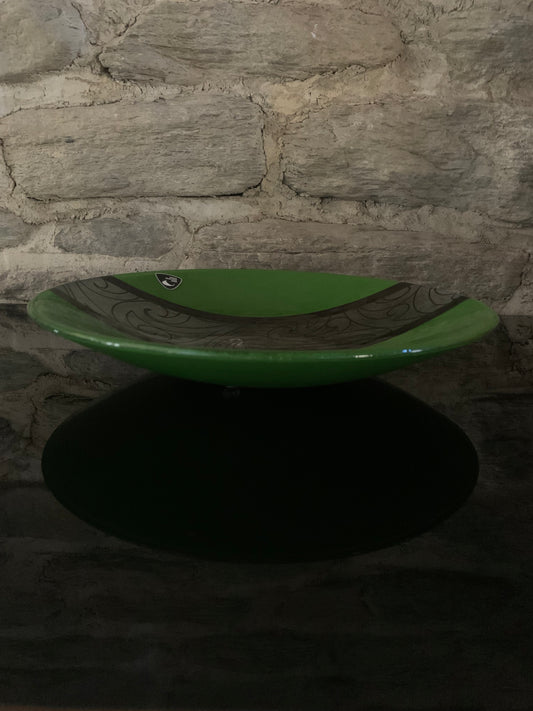 Fused Glass Bowl by Maori Boy - Rongo Design (green and black) 32cm