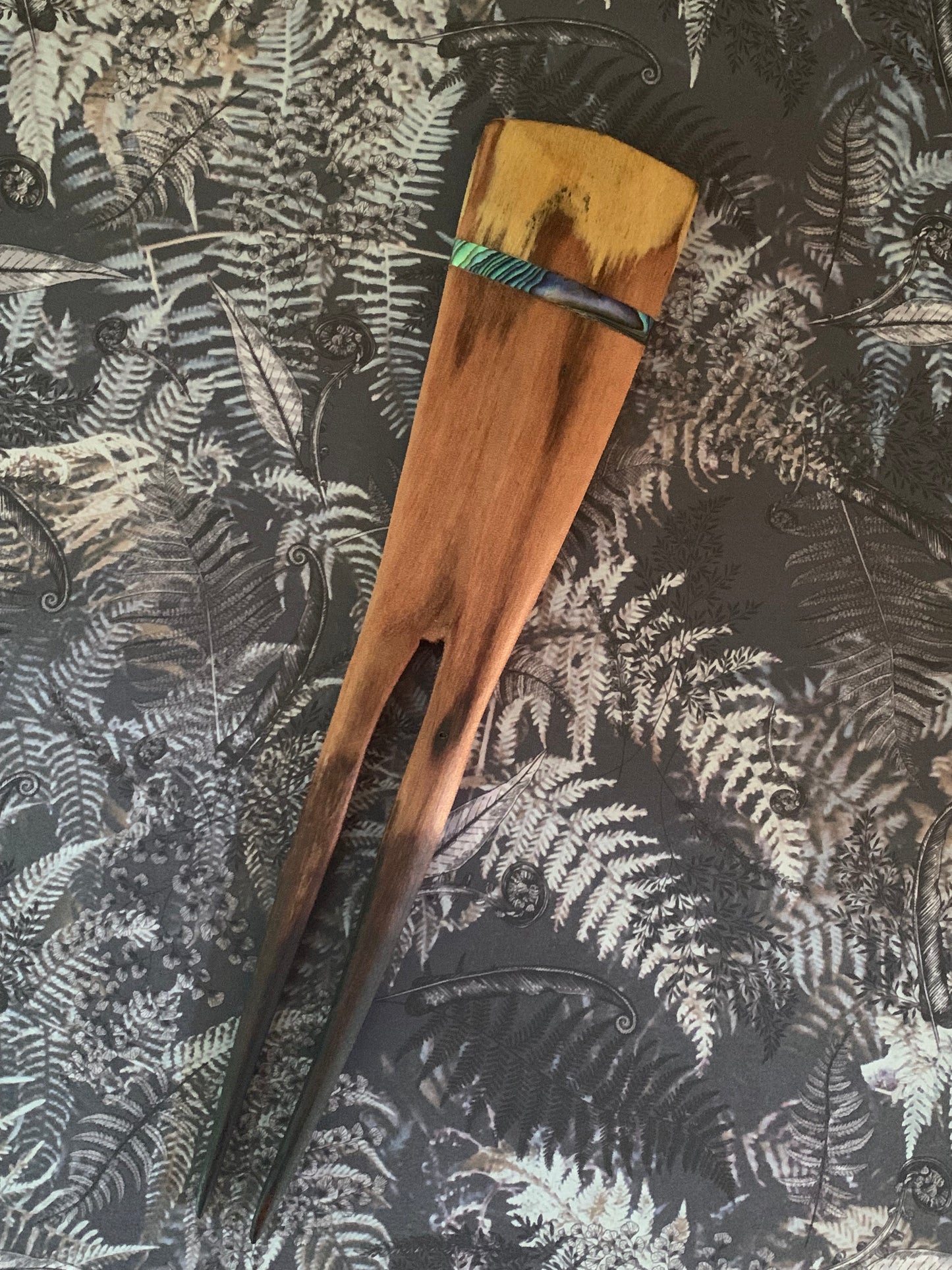 Wooden Heru (comb) with Paua Shell Feature - by Shayne O'Neill