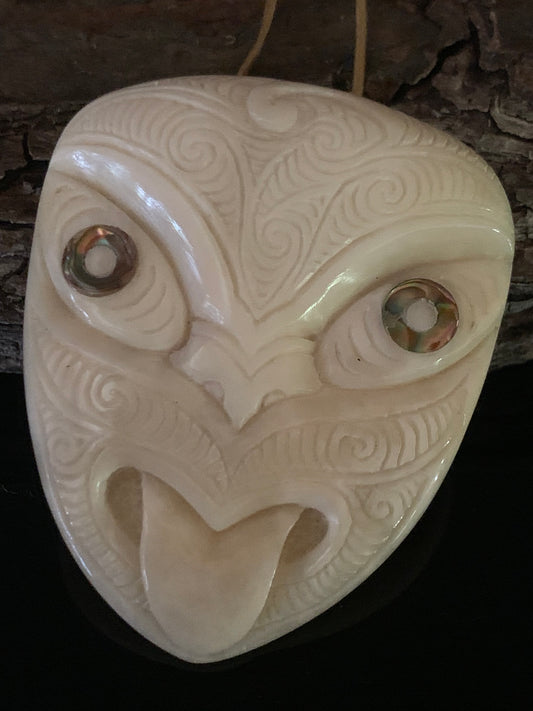 Bone Wheku Mask Pendant - by Norman Clark