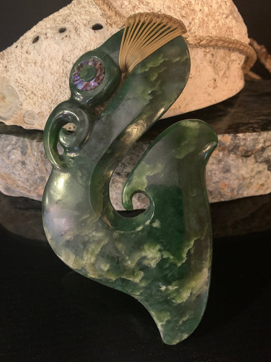 Pounamu Hei Matau Manaia Pendant - by Alex Sands