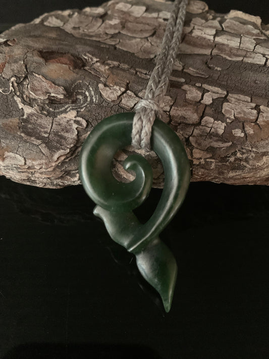 Pounamu Whale Tail Pendant by Deane Moreton