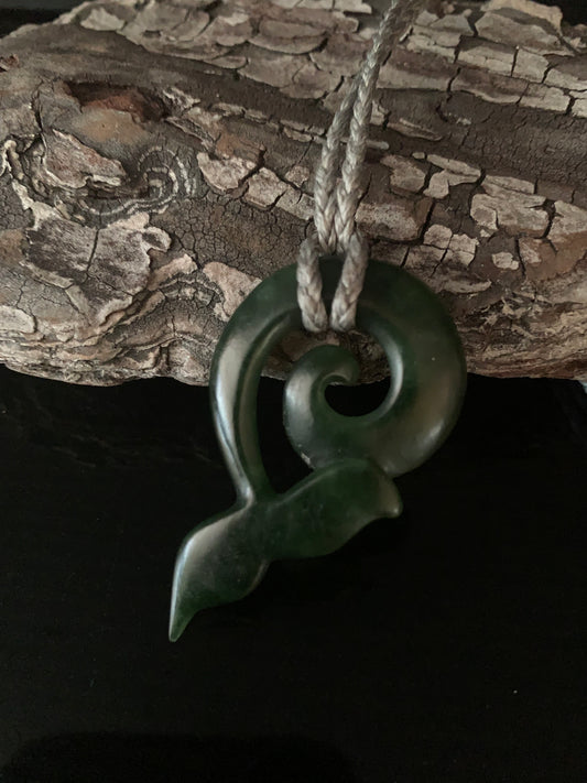 Pounamu Whale Tail Pendant by Deane Moreton